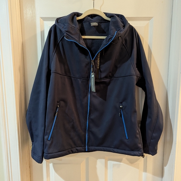 NEW Men's New Balance Dark Blue Hooded Jacket. Water Resistant. Size Large